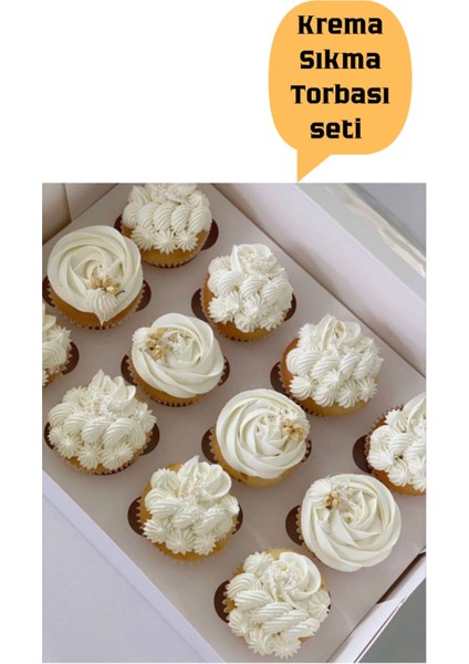 Luxury 2'li Set Krema Sıkma Torbası Seti/ 100 Adet Muffin Cupcake Kek Kapsülü 1 Adet