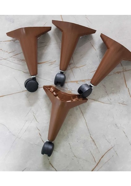 Luxury Tekerlekli Sehpa Ayağı Ceviz 4 Adet 360 Derece 20 Cm. 1 Adet