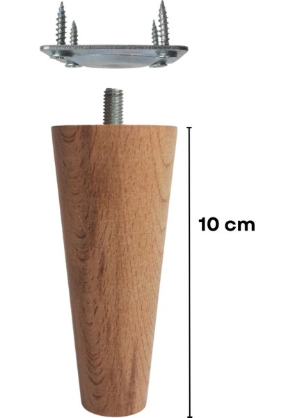 Luxury 10 cm Ahşap Konik Ayak, Ahşap Ayak, Mobilya Ayağı, Tv Ünitesi, Dolap Yükseltici, Koltuk Ayağı Tekli 1 Adet