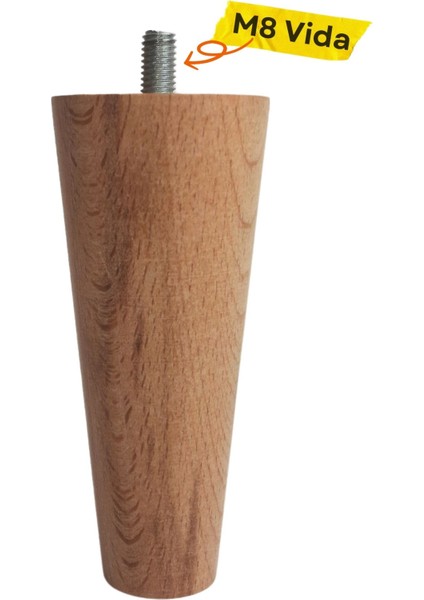 Luxury 10 cm Ahşap Konik Ayak, Ahşap Ayak, Mobilya Ayağı, Tv Ünitesi, Dolap Yükseltici, Koltuk Ayağı Tekli 1 Adet