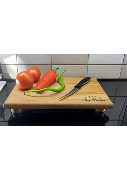 Luxury Ahşap 30X20 cm Sebze Meyve Doğrama ve Sunum Servis Tahtası 4 Ayaklı 1 Adet