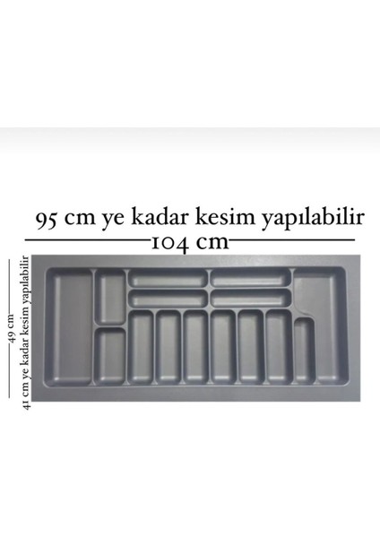 Luxury S-2292-GP Çekmece Içi Antibakteriyel Kaşıklık Gri EN:104-95 D:49-41 cm Arası KESİLİR-110LUK Modül 1 Adet
