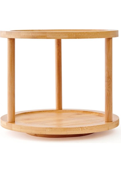 Luxury Mien Bambu 2 Katlı Döner Baharat Standı- Beyaz / Bambu - 34,5X20,5 cm 1 Adet modelleri
