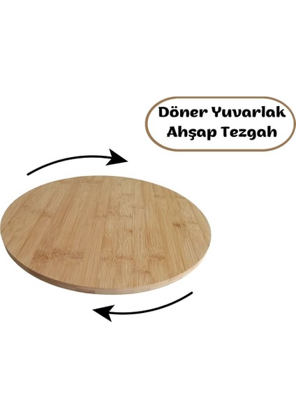 Luxury Ahşap Sunum Tahtası Döner Stand, Dönebilen Pasta Standı, Dönen Yuvarlak Ahşap Tezgah 1 Adet