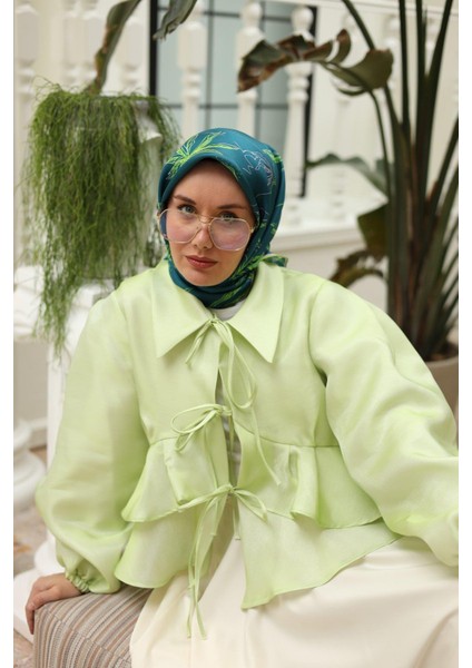 Yeşil Pembe Desenli Tivil Ipek Eşarp IST11433-29 fiyatları