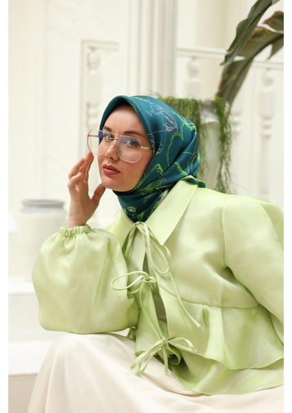 Yeşil Pembe Desenli Tivil Ipek Eşarp IST11433-29 modelleri