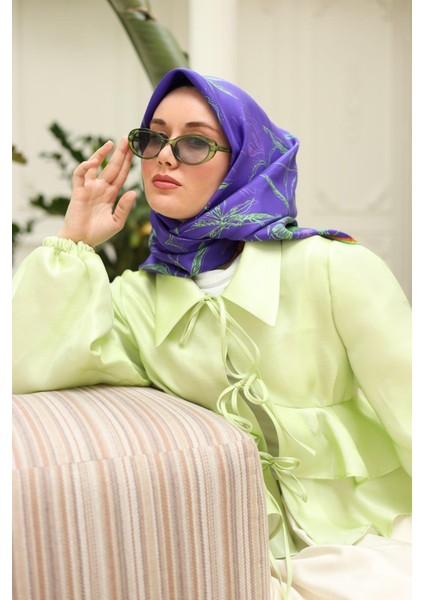 Mor Turuncu Desenli Tivil Ipek Eşarp 11433-25 fiyatları