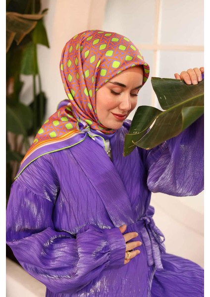 Eflatun Turuncu Karma Desen Tivil Ipek Eşarp IST11424-72 modelleri