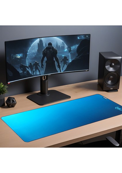 Deep Blue 80X30CM Hybrid (Control + Speed) Kumaş - 4mm Kalınlık - Özel Yüzey Altı Dikiş - Kaydırmaz Zemin XL Premium E-Sport Gaming Mousepad