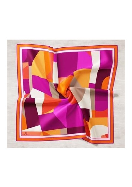 Turuncu-Mor Tivil Ipek Eşarp IST11404-23