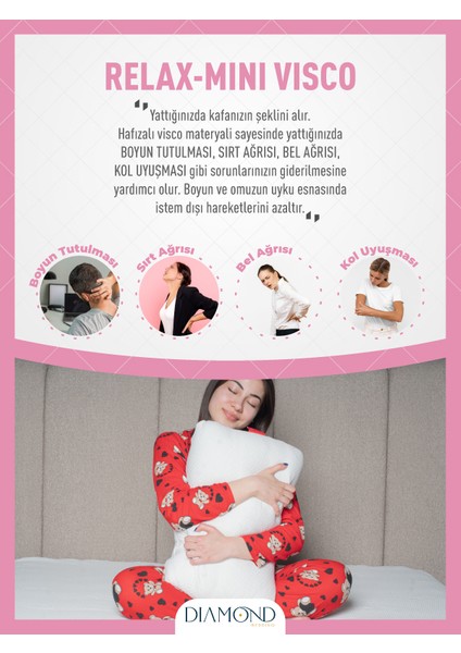 Relax Mini %100 Visco Tombul Boyun Destekli Yastık 850GR Ortopedik Şekil Alan Kılıflı ve Fermuarlı fırsatları