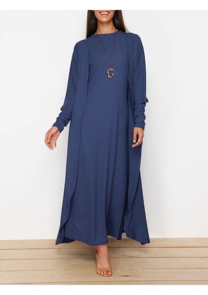 Mavi Dokulu/bürümcük Kimono-Elbise Örme Iç Dış Takım fiyatları