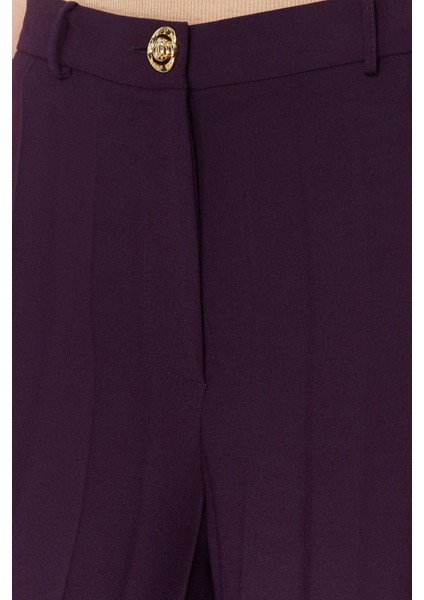 Mürdüm Palazzo/extra Geniş Paça Pileli Dokuma Pantolon TWOSS23PL00352