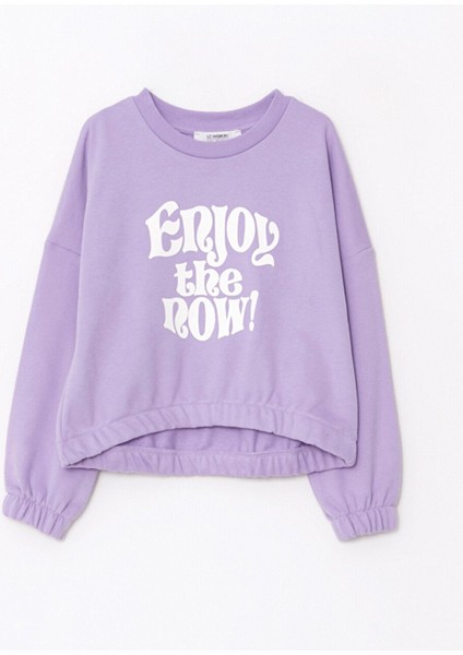 Bisiklet Yaka Baskılı Uzun Kollu Kız Çocuk Sweatshirt fırsatları