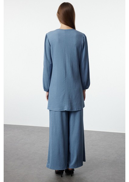 Indigo Oversize Bürümcük Örme Alt-Üst Takım indirimleri