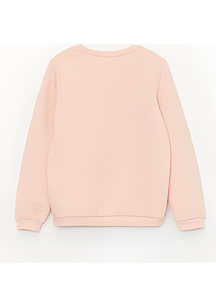 Bisiklet Yaka Kalpli Kabartma Baskılı Uzun Kollu Kız Çocuk Sweatshirt modelleri