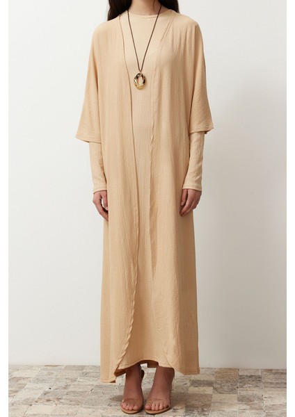 Bej Dokulu/bürümcük Kimono-Elbise Örme Takım fiyatları