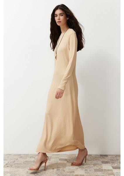 Bej Dokulu/bürümcük Kimono-Elbise Örme Takım fırsatları