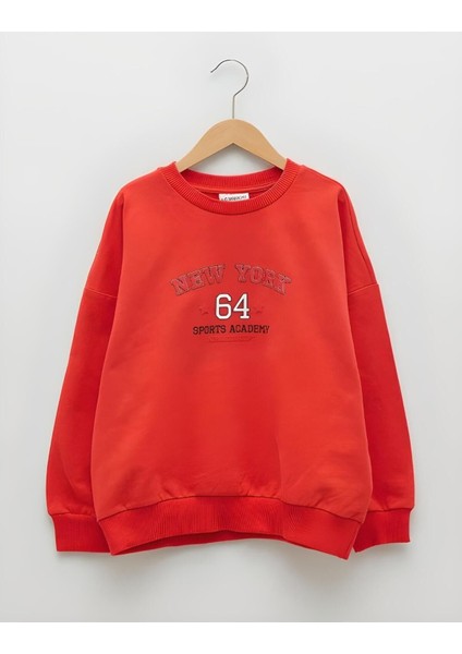 Bisiklet Yaka Baskılı Uzun Kollu Çocuk Sweatshirt