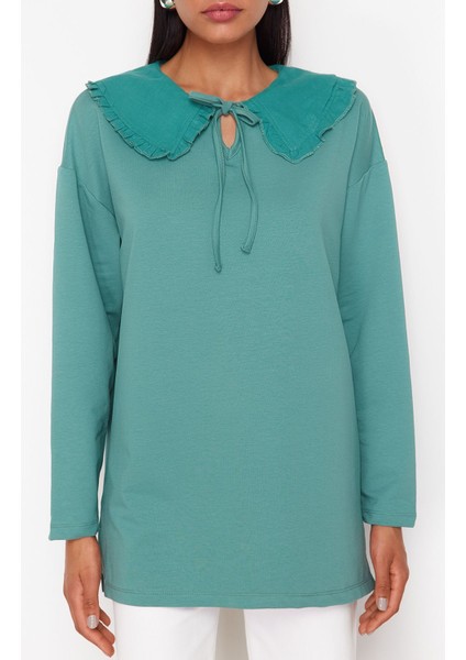 Mint Oversize Bebe Yakalı Örme Tunik TCTSS24UK00040