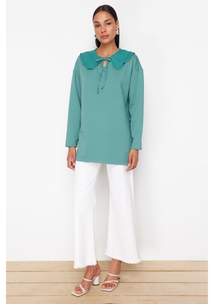 Mint Oversize Bebe Yakalı Örme Tunik TCTSS24UK00040