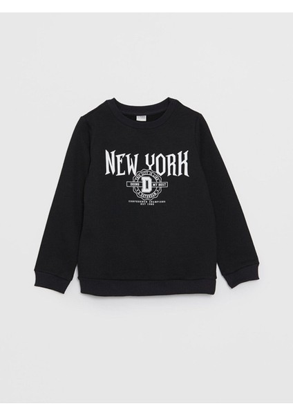 Bisiklet Yaka Baskılı Uzun Kollu Kız Çocuk Sweatshirt