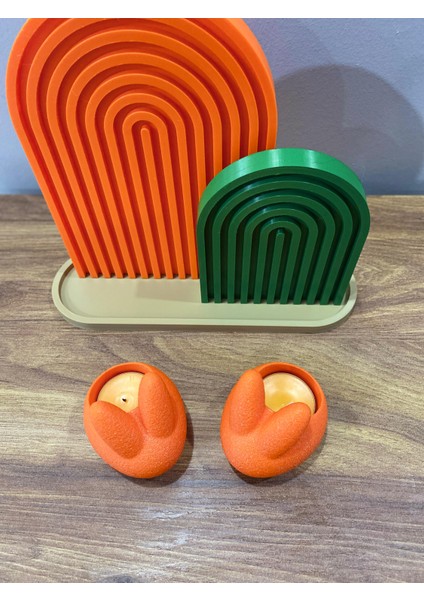 Turuncu Tavşan Şeklinde 2 Adet Tealight Mumluk – Dekoratif ve Şık Parlaklık