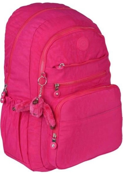 5 Bölmeli Kırınkıl Su Itici Kumaş Aksesuarlı Okul Sırt Çantası 1630-PEMBE