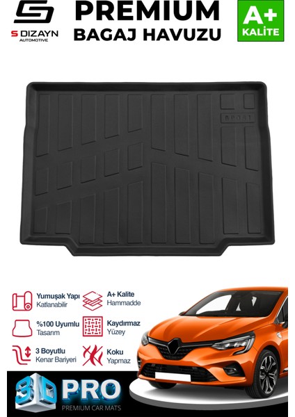 Renault Clio 5 3D Pro Bagaj Havuzu 2019 Üzeri A+ Kalite