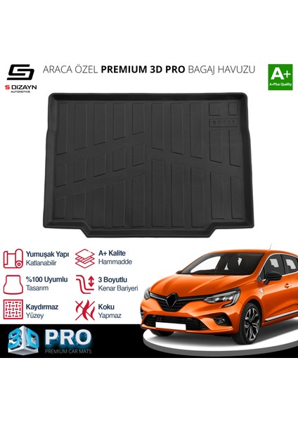 Renault Clio 5 3D Pro Bagaj Havuzu 2019 Üzeri A+ Kalite fiyatları