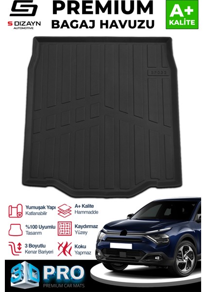 Citroen C4X Ince Stepne 3D Pro Bagaj Havuzu 2023 Üzeri A+ Kalite