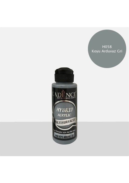 H 058 Koyu Arduvaz Gri Hibrid Akrilik Hobi Boyası 120 ml