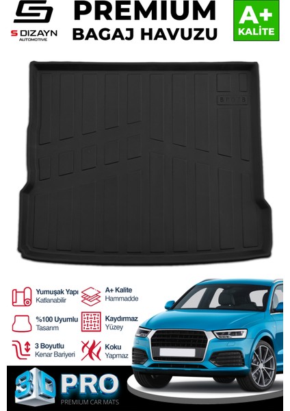 Audi Q3 3D Pro Bagaj Havuzu 2011-2018 A+ Kalite