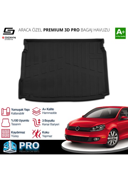 VW Golf 6 3D Pro Bagaj Havuzu 2008-2012 A+ Kalite indirimleri