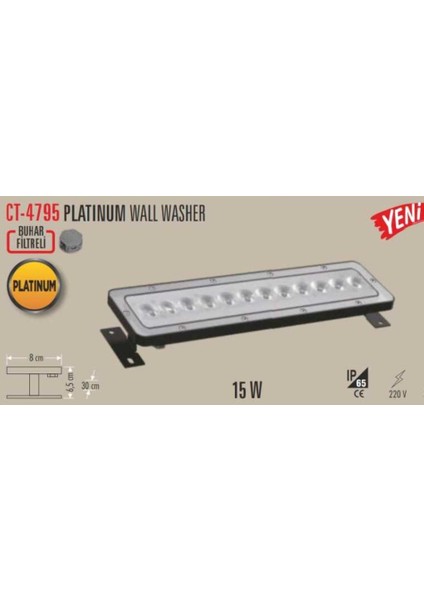 CT4795G Cata 15W Platinium Wall Washer (Günışığı) fiyatları