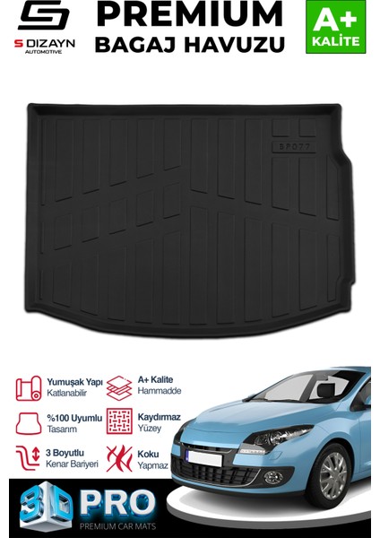 Renault Megane 3 3D Pro Bagaj Havuzu 2009-2016 A+ Kalite