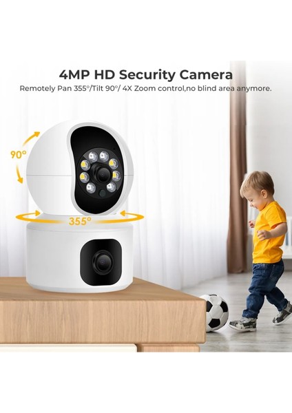 Çift Kameralı 2mp +2mp=4mp Güvenlik Kamerası Dünyanın Her Yerinden Izleme ve Hareket Ettirme