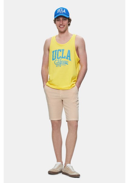 Pebble Açık Sarı Sıfır Kol Oversize Baskılı Oversize Erkek Tshirt modelleri