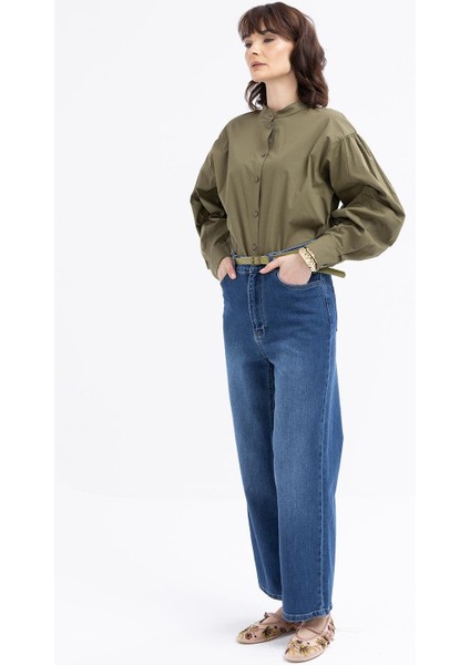 Koyu Mavi-Geniş Paça Denim Pantolon modelleri