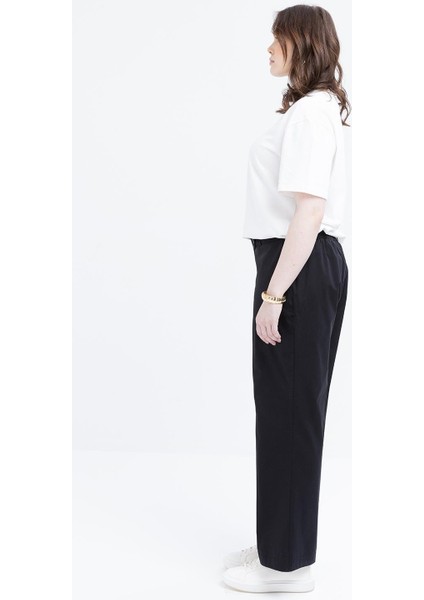 Siyah-Beli Lastikli Büyük Beden Likralı Pantolon modelleri