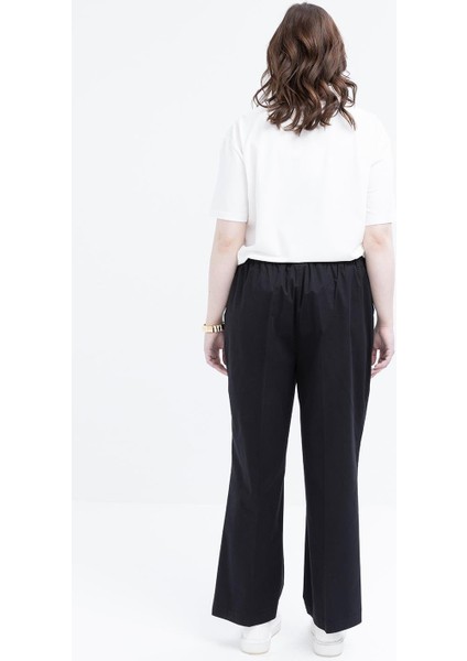 Siyah-Beli Lastikli Büyük Beden Likralı Pantolon fırsatları