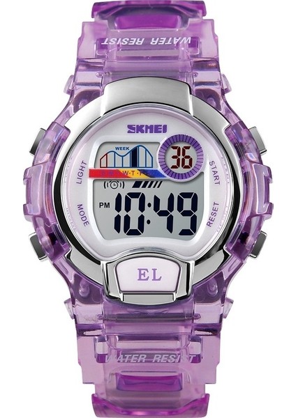 Skmeı 1450 Kadınlar LED Işık ile Şeffaf Dijital Izle 50M Su Geçirmez Spor Izle Mavi (Yurt Dışından)