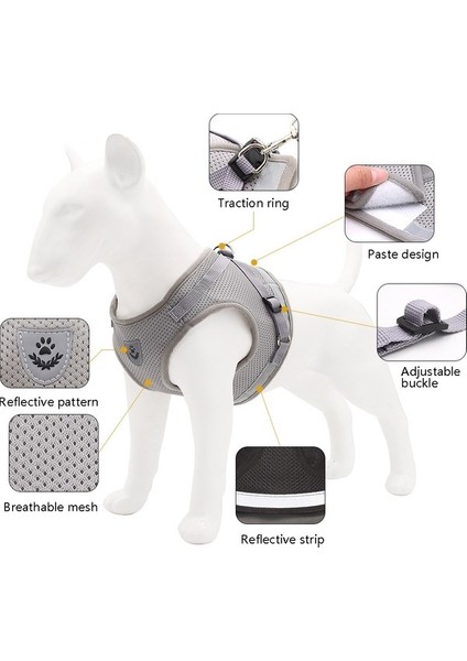 BL-844 Pet Göğüs Kayışları Yansıtıcı Nefes Alabilen Köpek Ipi, Boyut: L Gümüş Gri (Yurt Dışından) modelleri