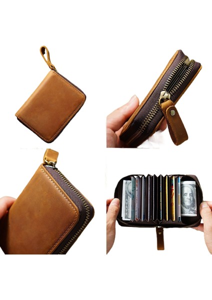 Erkek Cüzdanları, Akordeon Çantalar, Çoklu Kart Yuvası Deri Vintage Bozuk Para Cüzdanları (Yurt Dışından)