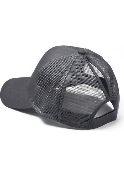 Yaz Pamuk Örgü Açılış At Kuyruğu Şapkası Güneş Kremi Beyzbol Şapkası Siyah (Yurt Dışından)