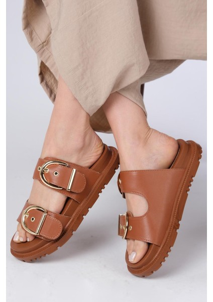 Estella Taba Renk Çift Tokalı Kadın Terlik fiyatları