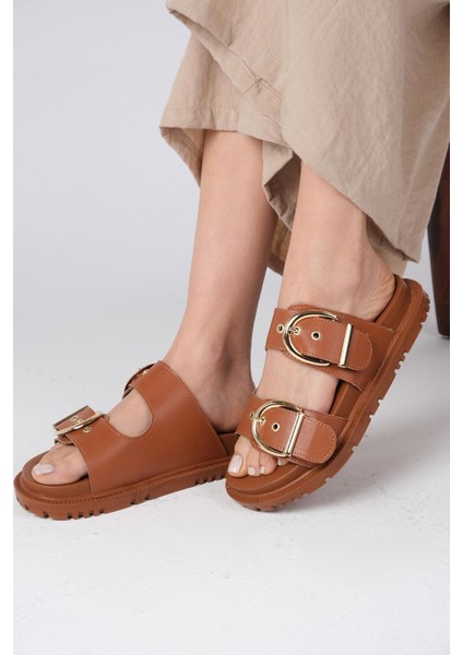 Estella Taba Renk Çift Tokalı Kadın Terlik fırsatları