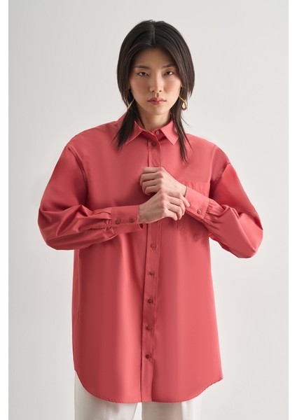 Premium Saf Pamuk Şeftali Rengi Oversize Gömlek fiyatları