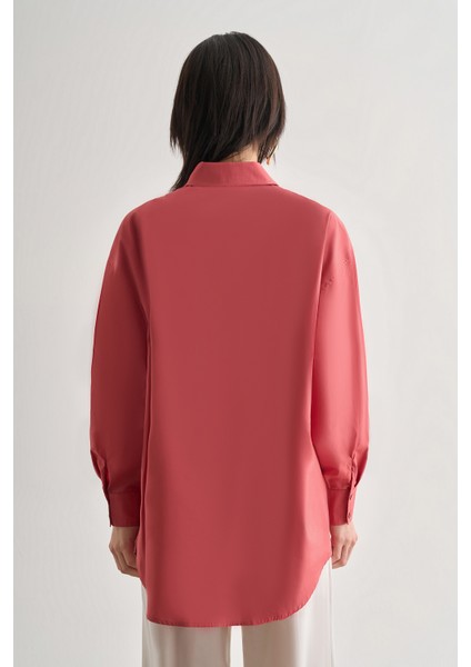 Premium Saf Pamuk Şeftali Rengi Oversize Gömlek fırsatları