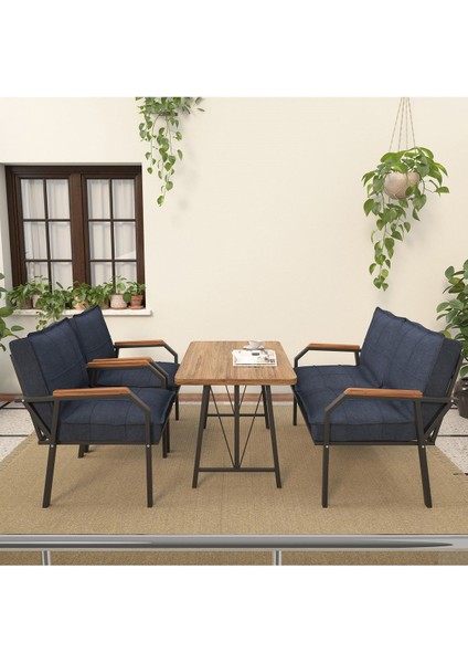 Hayal Serisi Balkon, Bahçe, Cafe - Metal Kanepe Koltuk Takımı - 2+1+1 70 x 110 cm Masalı - Lacivert fiyatları